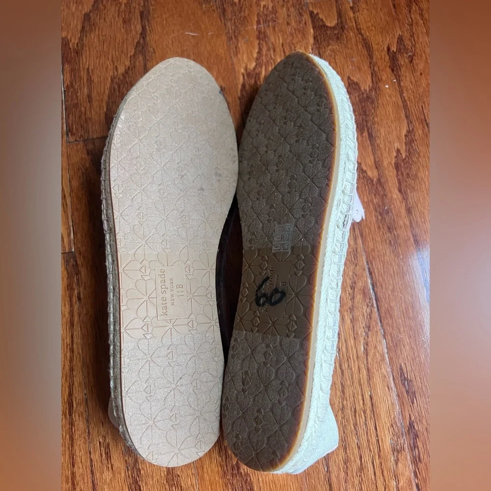 kate spade Pale Pink Leather Espadrille Flats with Cream Trim